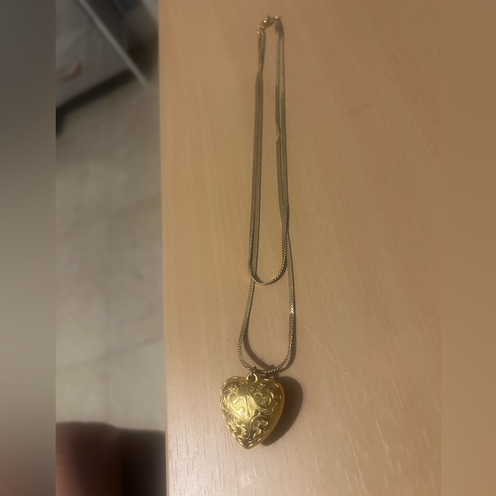 Vintage Gold toned puffed heart pendant